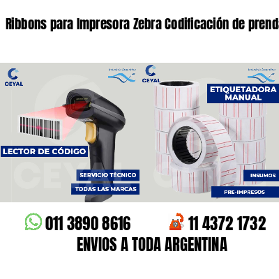 Ribbons para Impresora Zebra Codificación de prendas
