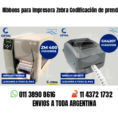 Ribbons para Impresora Zebra Codificación de prendas