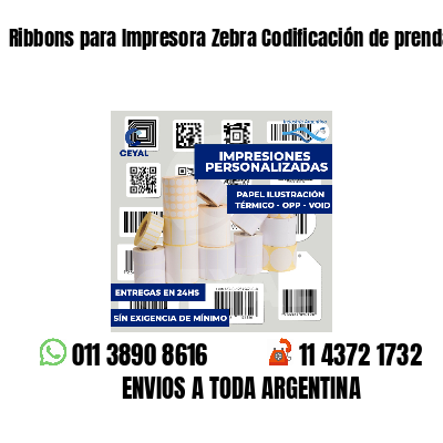 Ribbons para Impresora Zebra Codificación de prendas