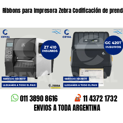 Ribbons para Impresora Zebra Codificación de prendas