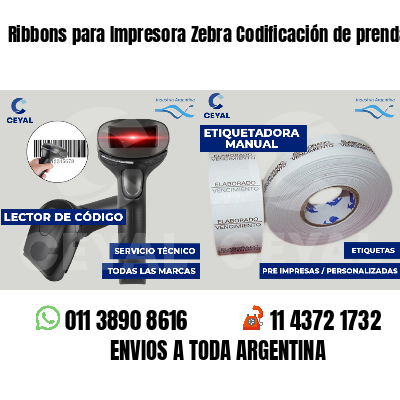 Ribbons para Impresora Zebra Codificación de prendas