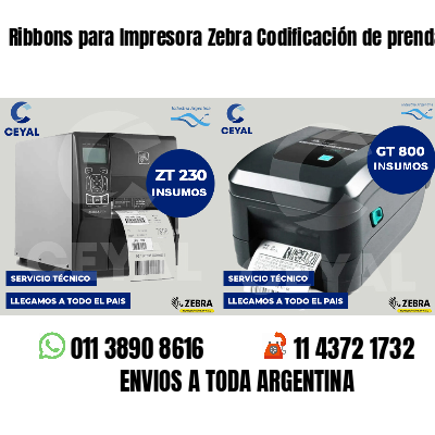 Ribbons para Impresora Zebra Codificación de prendas