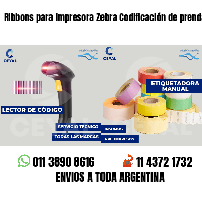 Ribbons para Impresora Zebra Codificación de prendas