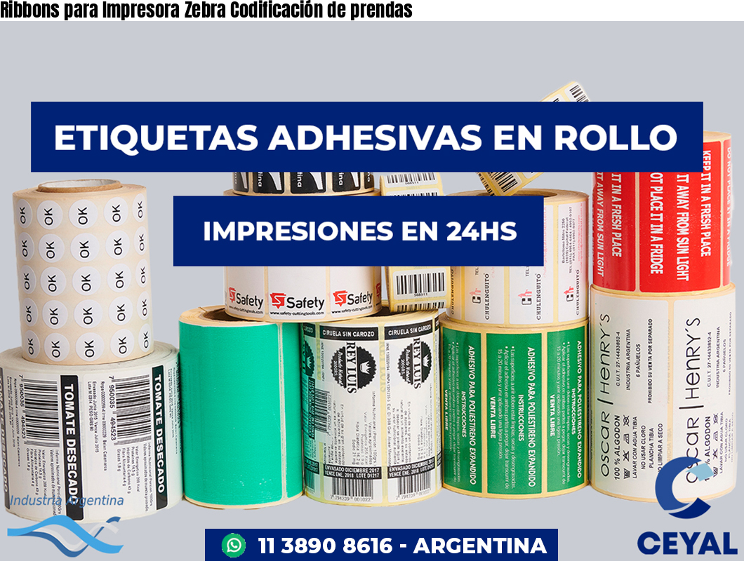 Ribbons para Impresora Zebra Codificación de prendas