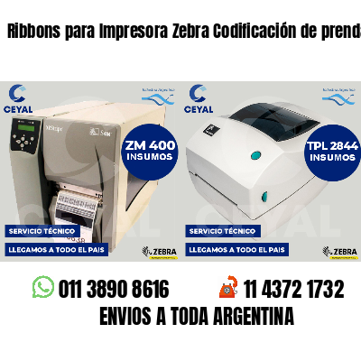 Ribbons para Impresora Zebra Codificación de prendas