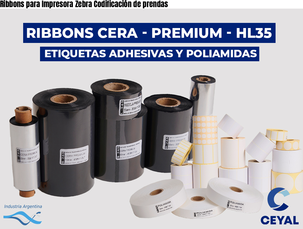 Ribbons para Impresora Zebra Codificación de prendas