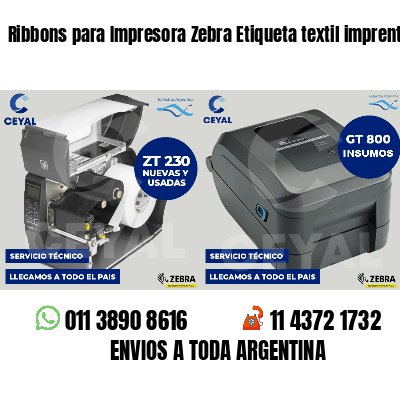 Ribbons para Impresora Zebra Etiqueta textil imprenta