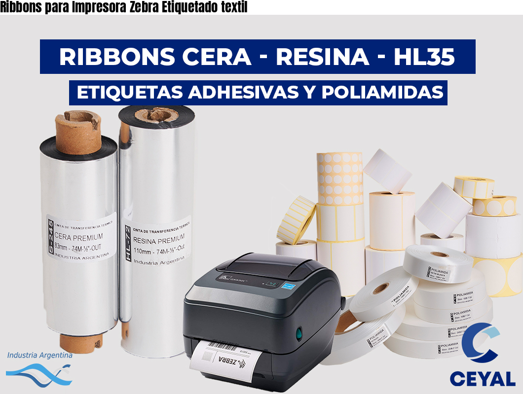 Ribbons para Impresora Zebra Etiquetado textil
