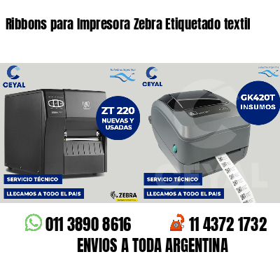 Ribbons para Impresora Zebra Etiquetado textil