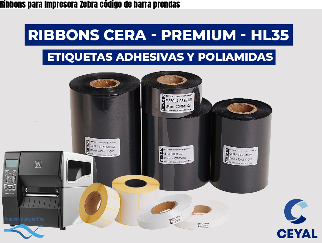 Ribbons para Impresora Zebra código de barra prendas