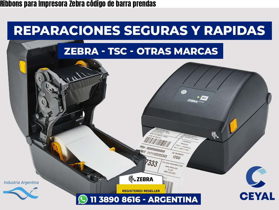 Ribbons para Impresora Zebra código de barra prendas