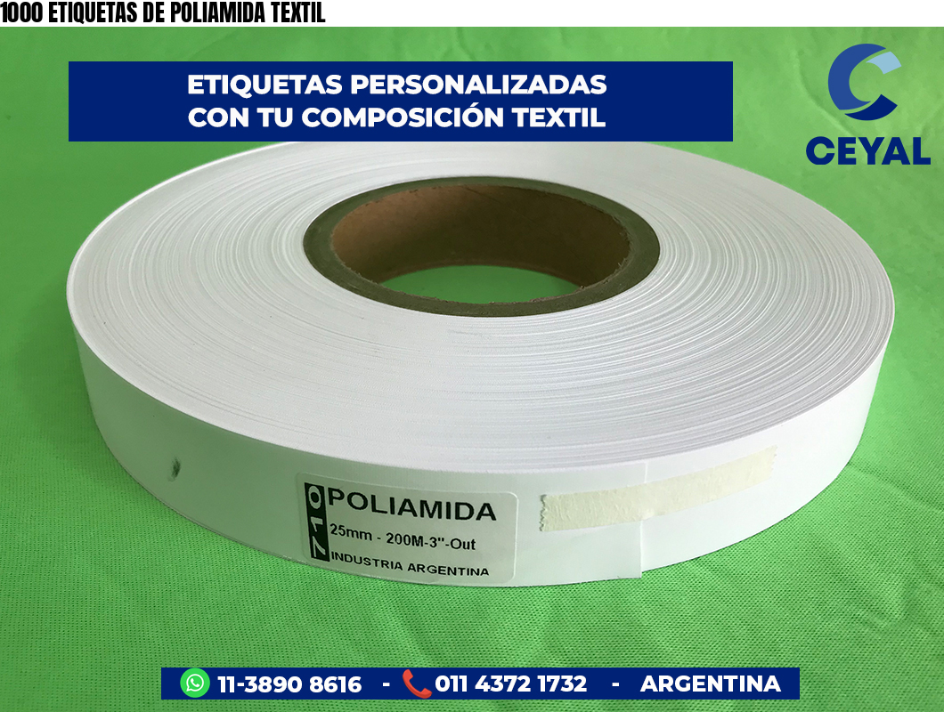 1000 ETIQUETAS DE POLIAMIDA TEXTIL