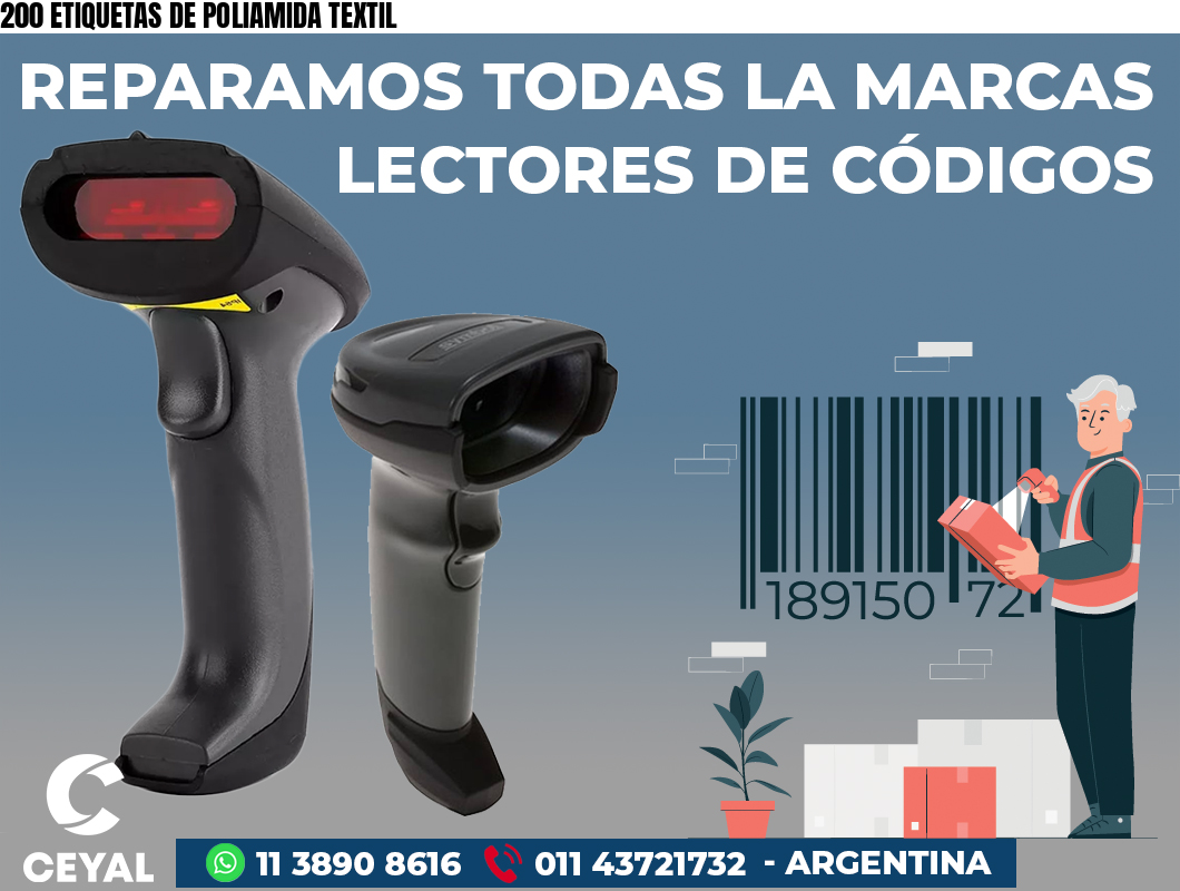 200 ETIQUETAS DE POLIAMIDA TEXTIL