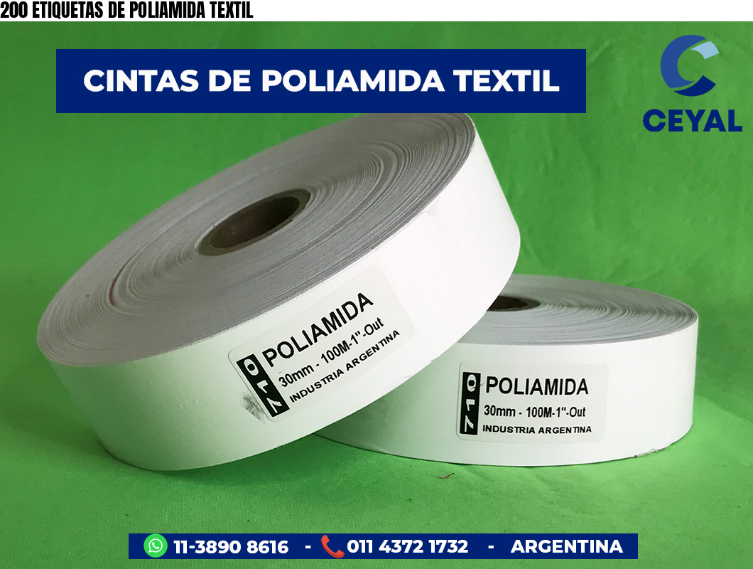 200 ETIQUETAS DE POLIAMIDA TEXTIL