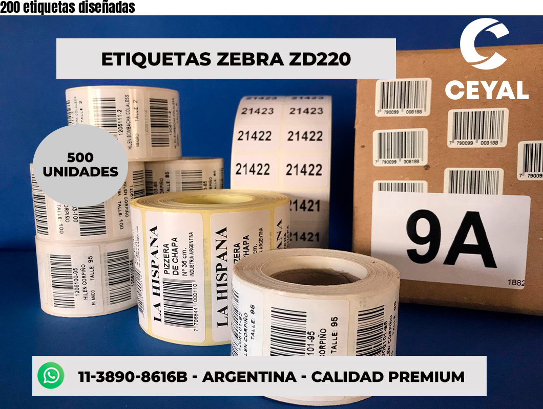 200 etiquetas diseñadas