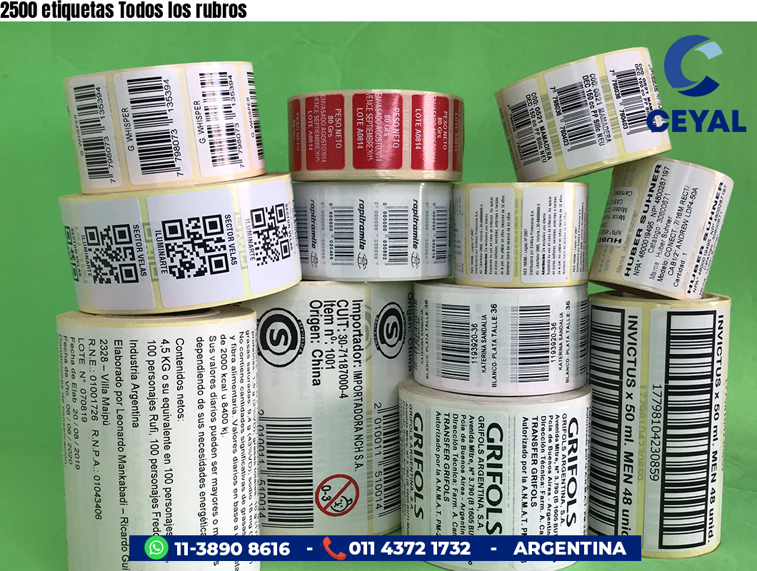 2500 etiquetas Todos los rubros