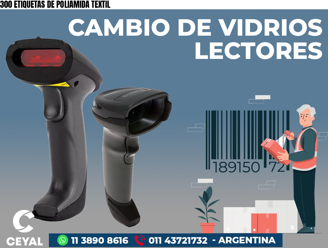 300 ETIQUETAS DE POLIAMIDA TEXTIL
