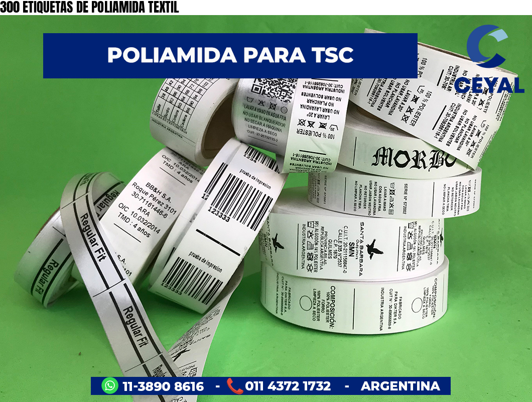 300 ETIQUETAS DE POLIAMIDA TEXTIL