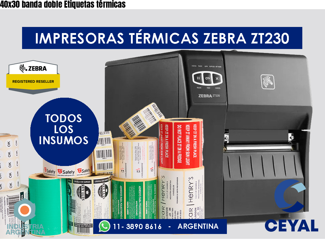 40x30 banda doble Etiquetas térmicas