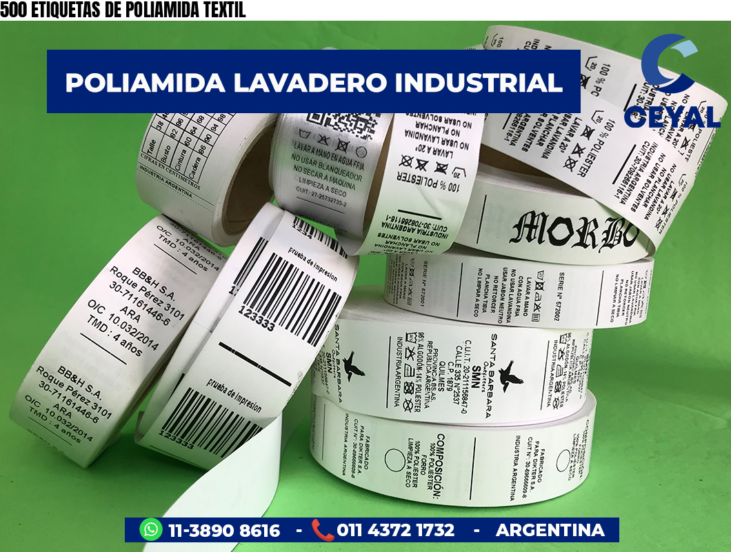 500 ETIQUETAS DE POLIAMIDA TEXTIL