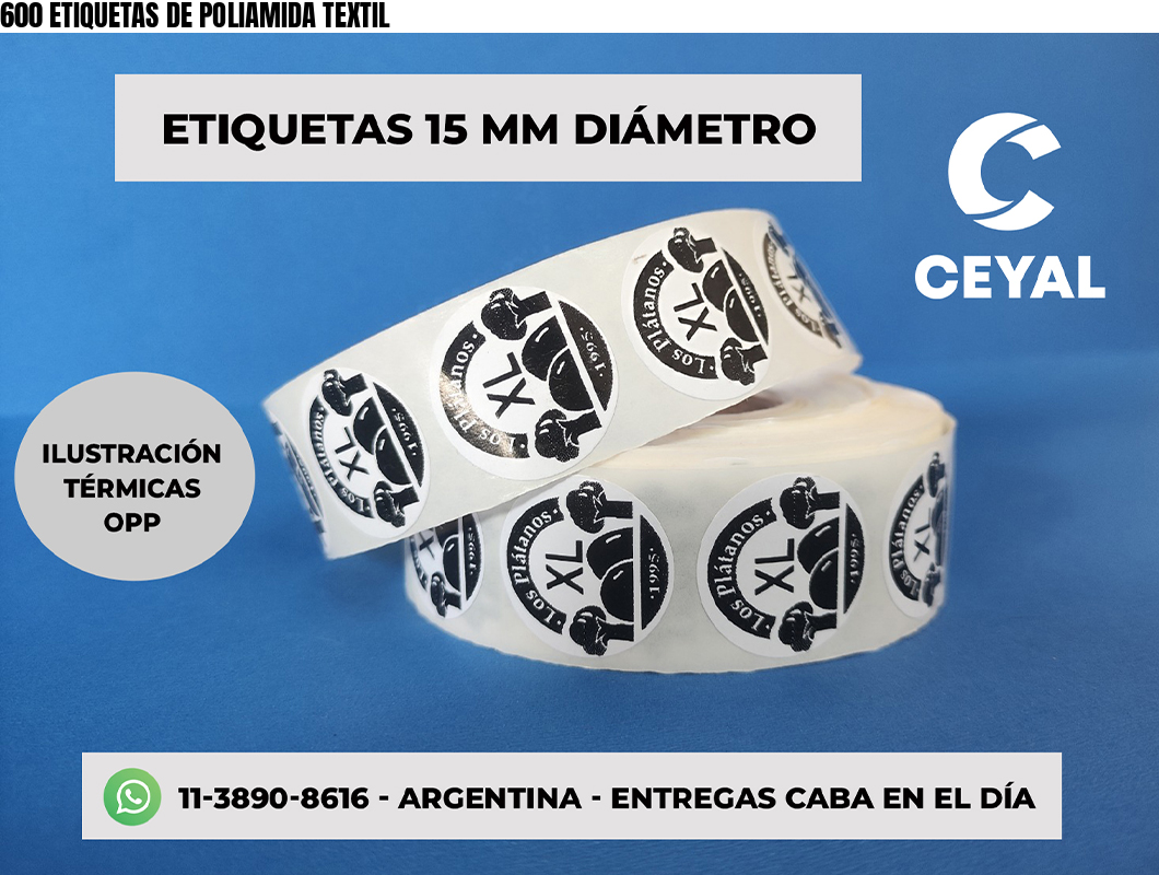600 ETIQUETAS DE POLIAMIDA TEXTIL