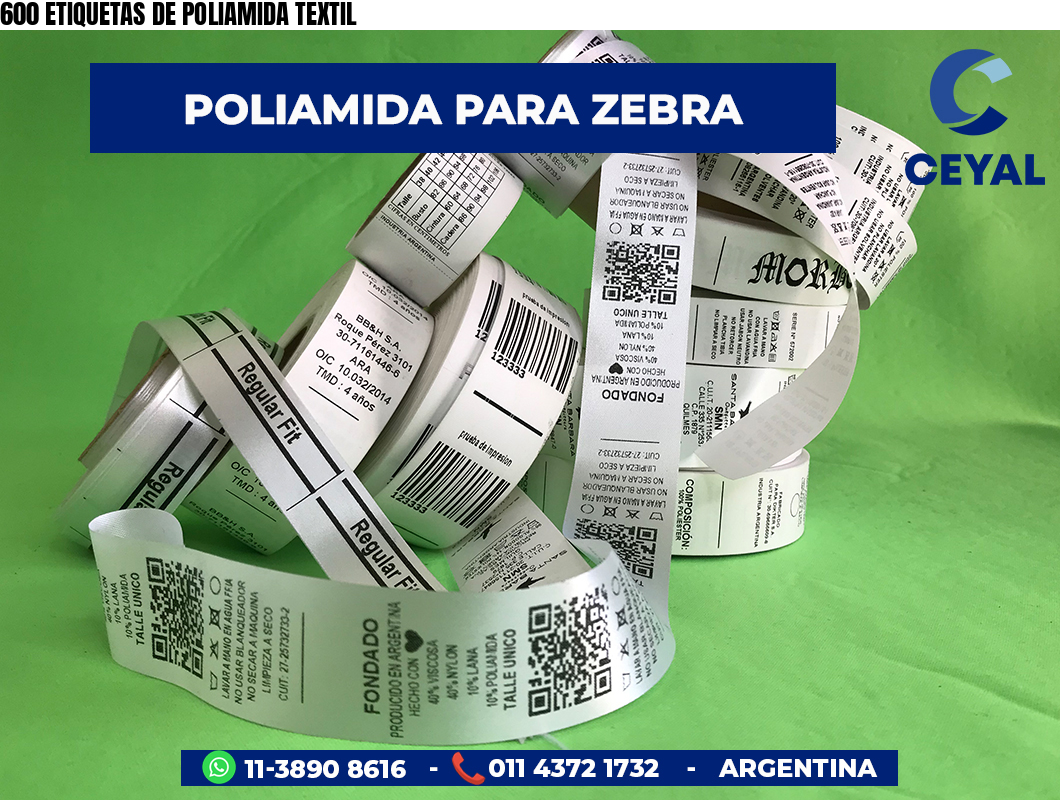 600 ETIQUETAS DE POLIAMIDA TEXTIL