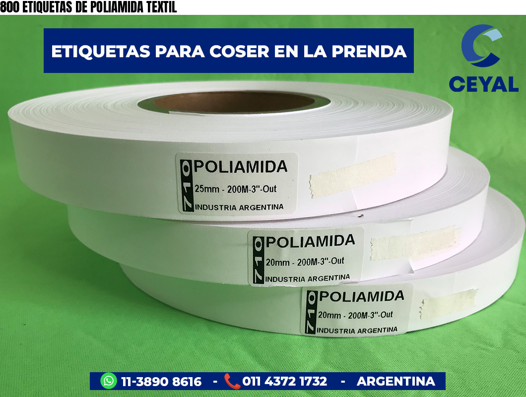 800 ETIQUETAS DE POLIAMIDA TEXTIL