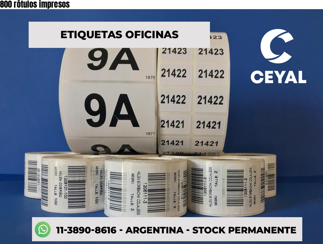 800 rótulos impresos