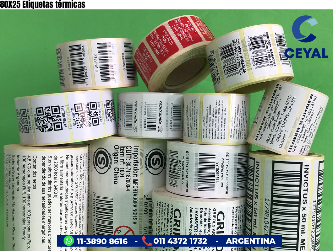 80X25 Etiquetas térmicas