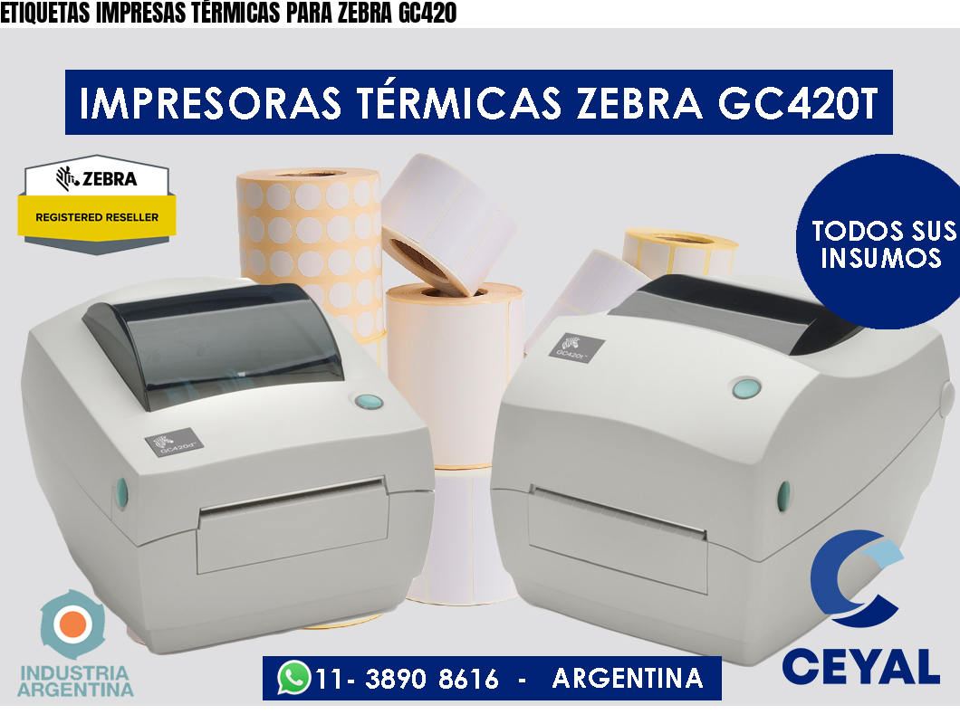 ETIQUETAS IMPRESAS TÉRMICAS PARA ZEBRA GC420