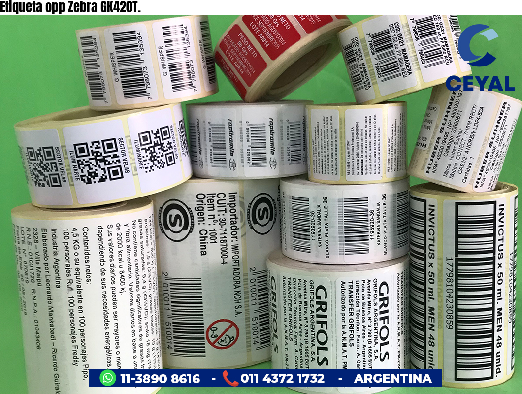 Etiqueta opp Zebra GK420T.