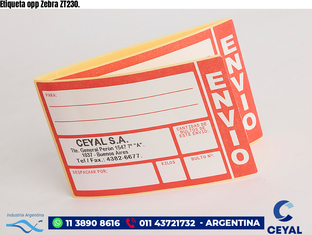 Etiqueta opp Zebra ZT230.
