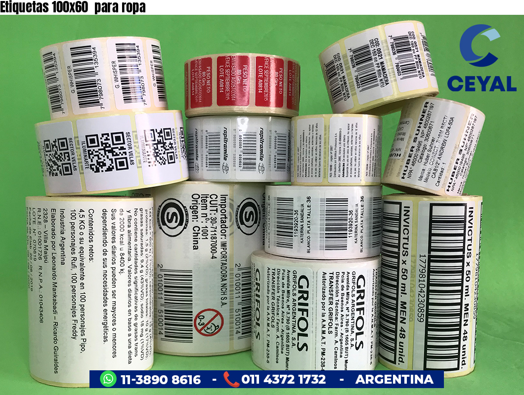 Etiquetas 100x60  para ropa