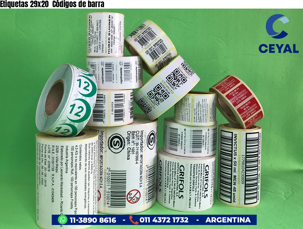 Etiquetas 29x20  Códigos de barra