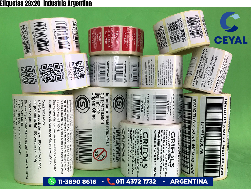 Etiquetas 29x20  industria Argentina
