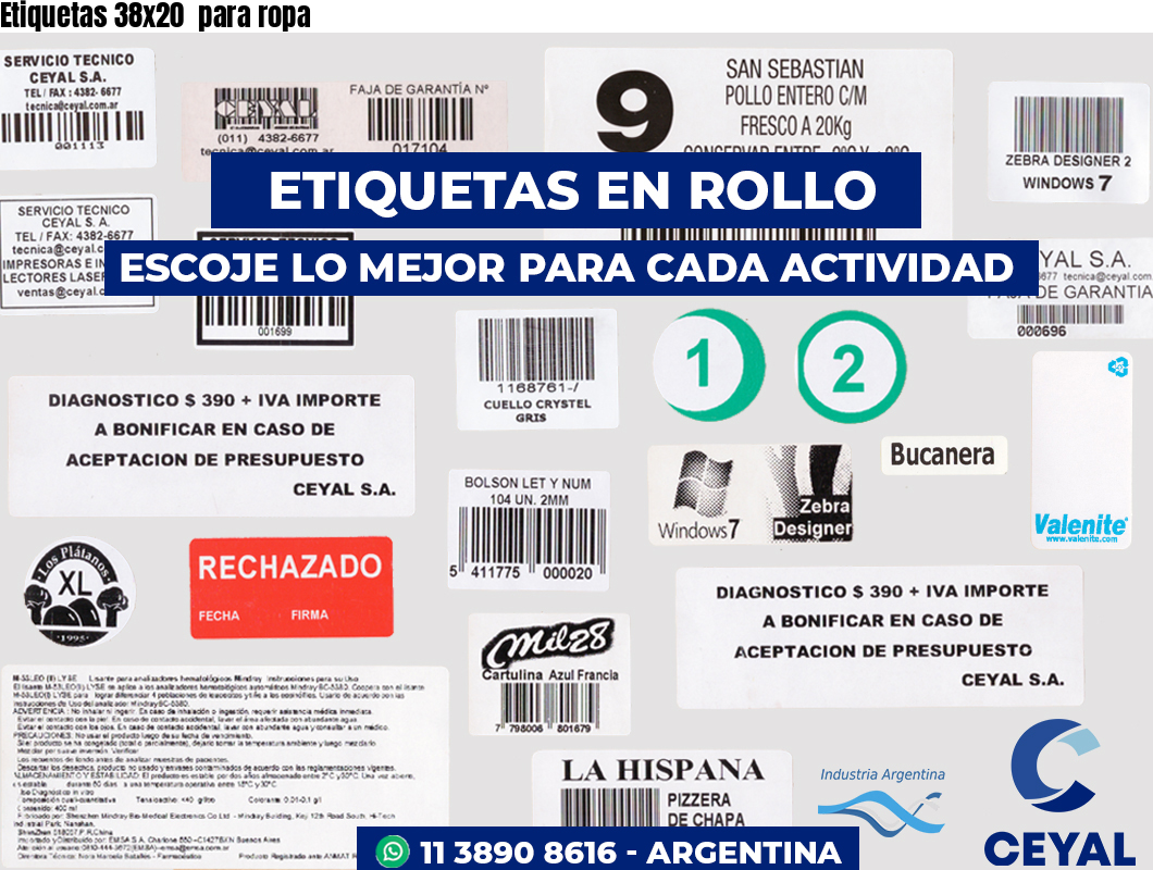 Etiquetas 38x20 para ropa
