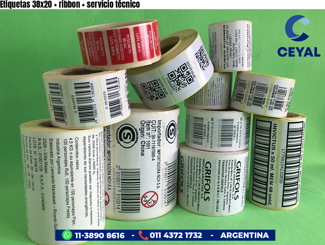 Etiquetas 38x20 ribbon servicio técnico