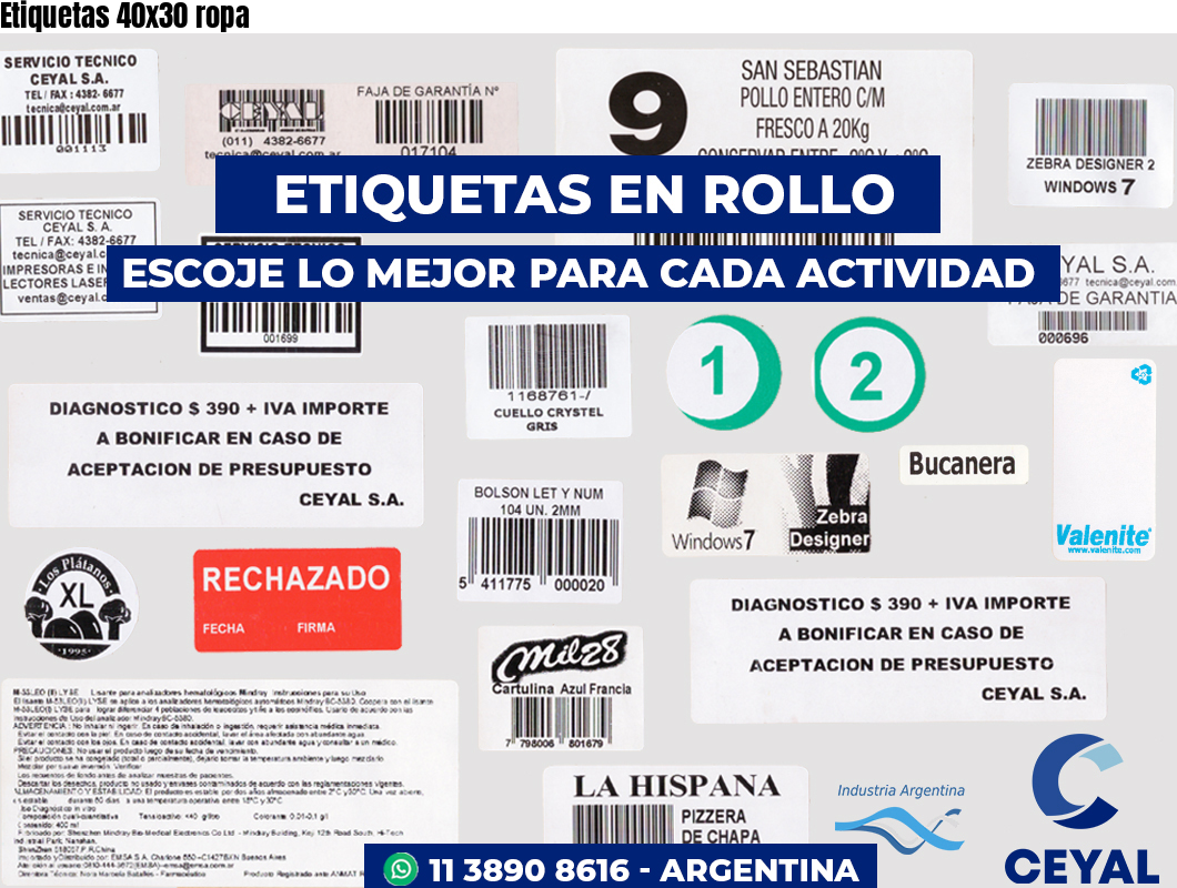 Etiquetas 40x30 ropa