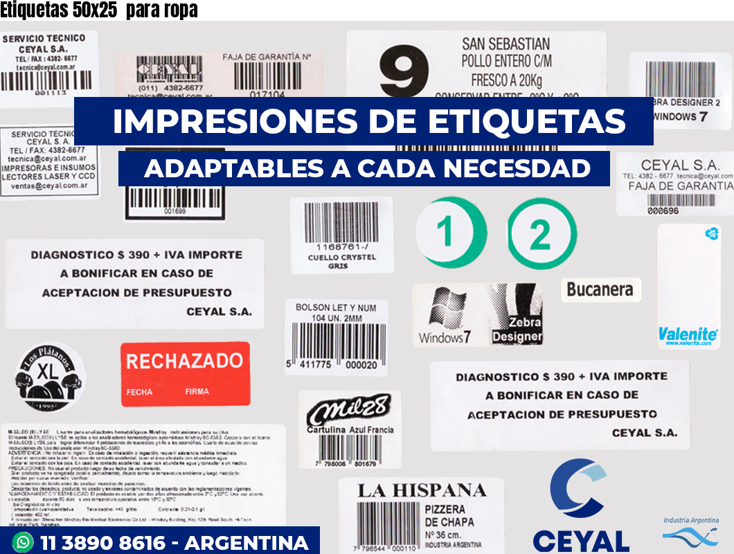 Etiquetas 50x25 para ropa