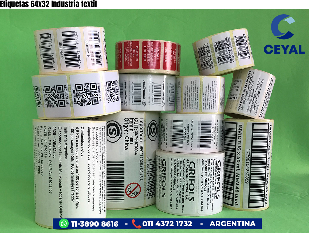 Etiquetas 64x32 Industria textil