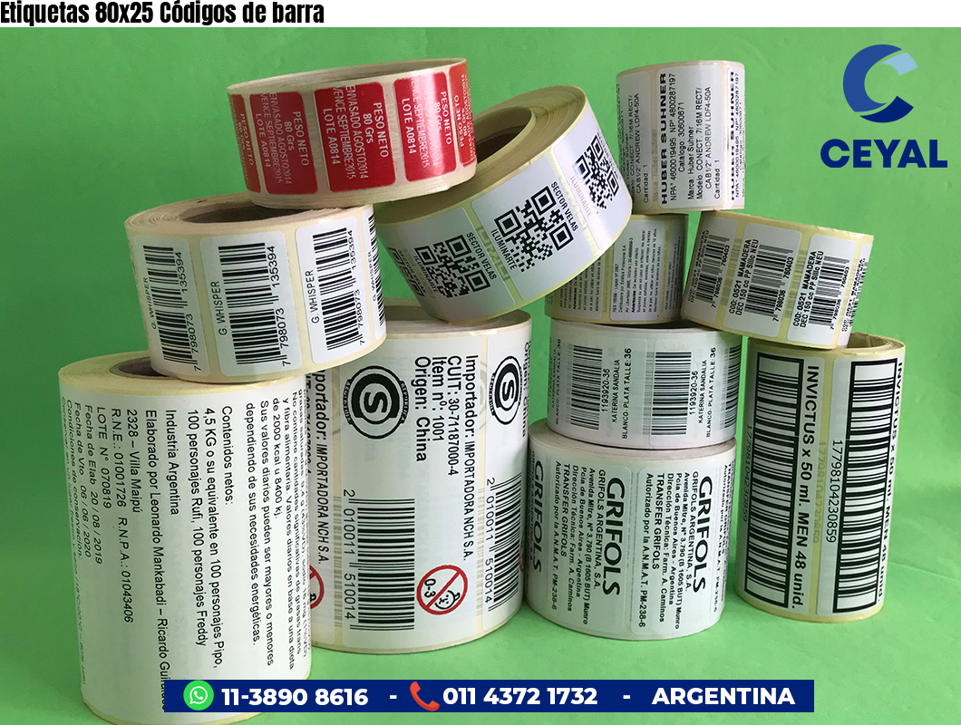 Etiquetas 80x25 Códigos de barra