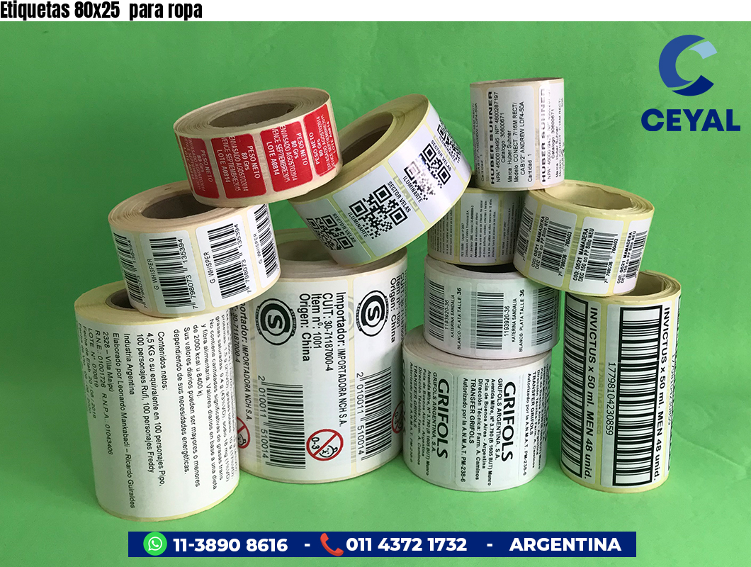 Etiquetas 80x25  para ropa