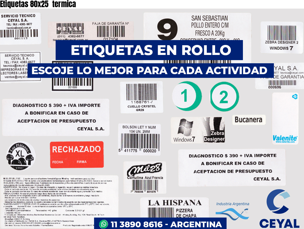 Etiquetas 80x25 termica