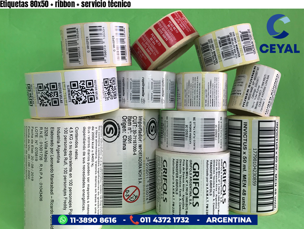 Etiquetas 80x50 ribbon servicio técnico