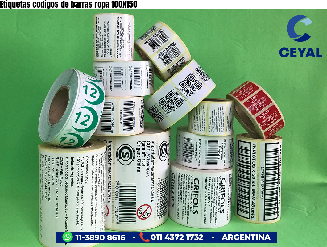 Etiquetas codigos de barras ropa 100X150