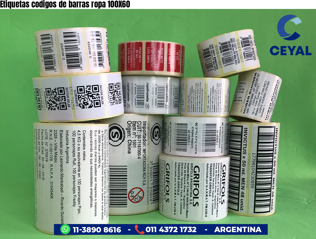 Etiquetas codigos de barras ropa 100X60
