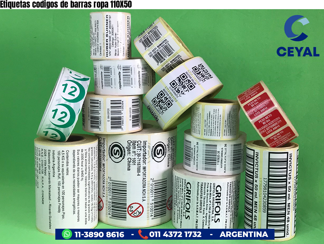Etiquetas codigos de barras ropa 110X50