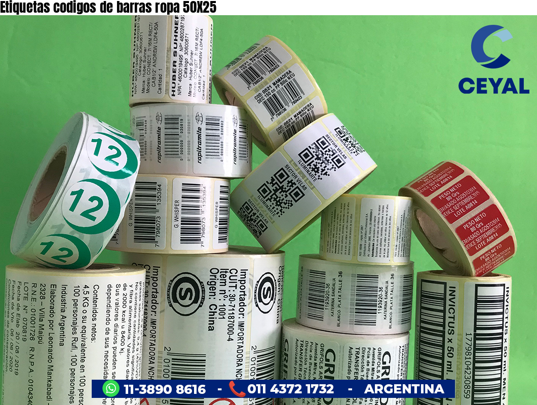 Etiquetas codigos de barras ropa 50X25