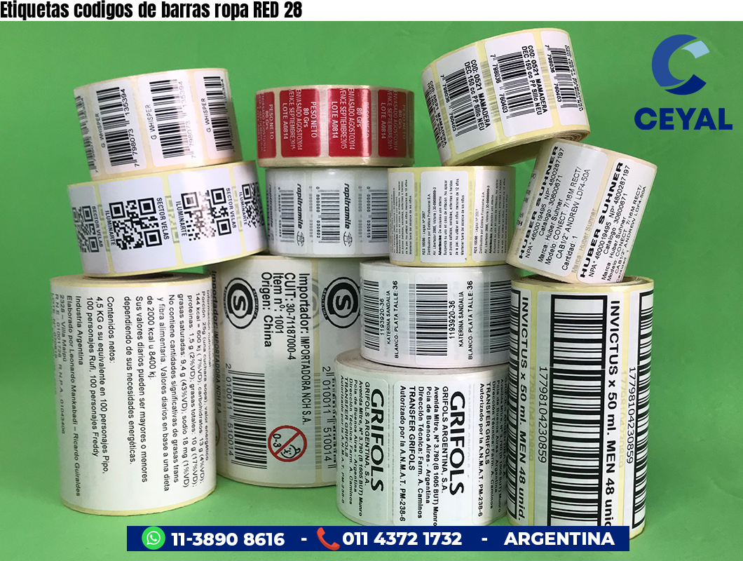 Etiquetas codigos de barras ropa RED 28