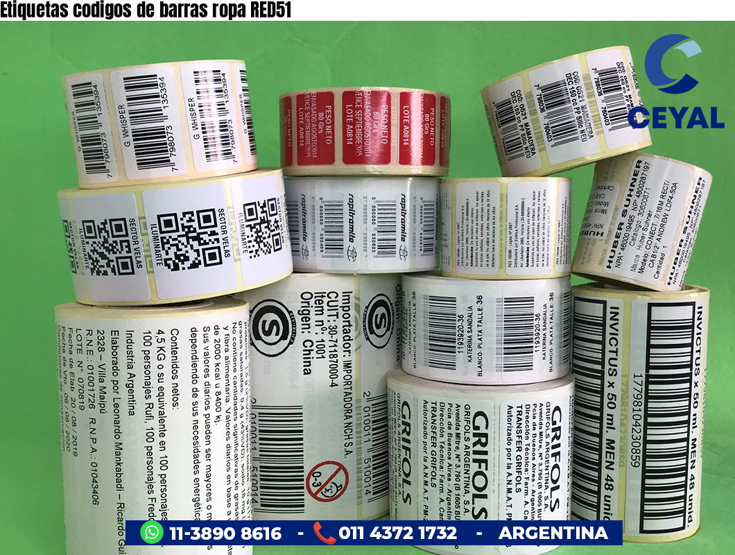 Etiquetas codigos de barras ropa RED51